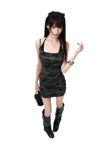 Camouflage Rhinestone Dress