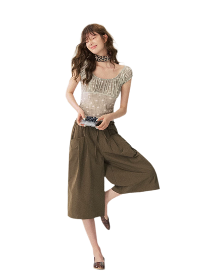 Polka Dot Ruched T-Shirt