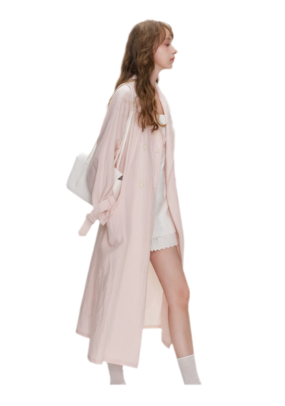 Lightweight Oversized Tie-Waist Trench Coat