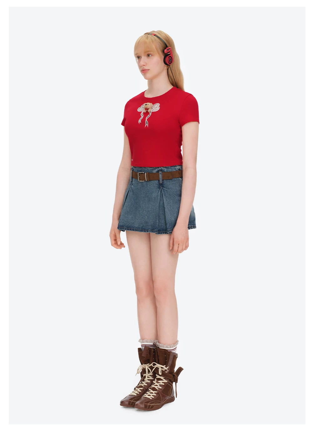 Spring/Summer 2026 Lace Bow Short Sleeve T-shirt