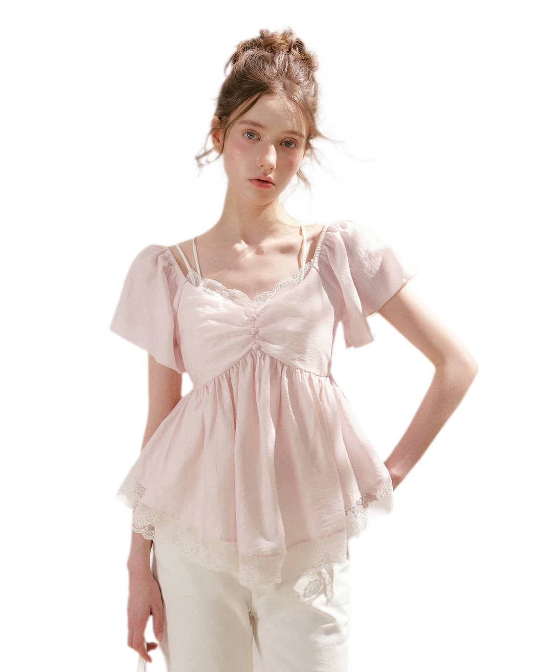 Tencel Lace V-Neck T-Shirt