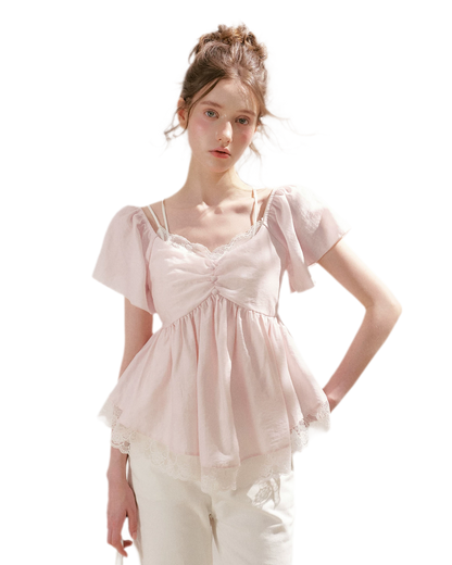 Tencel Lace V-Neck T-Shirt