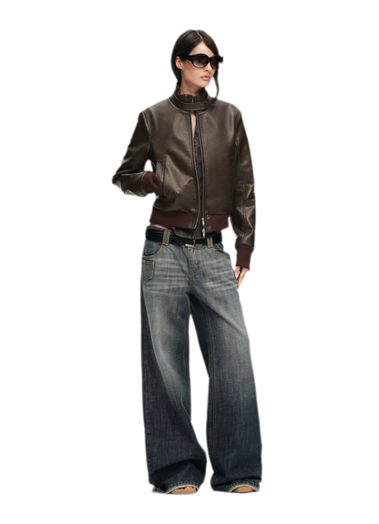 Matte Cropped Biker Jacket