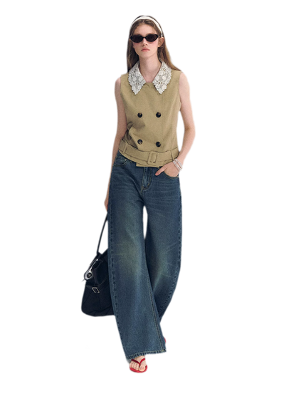 Vintage Wash Wide-Leg Jeans