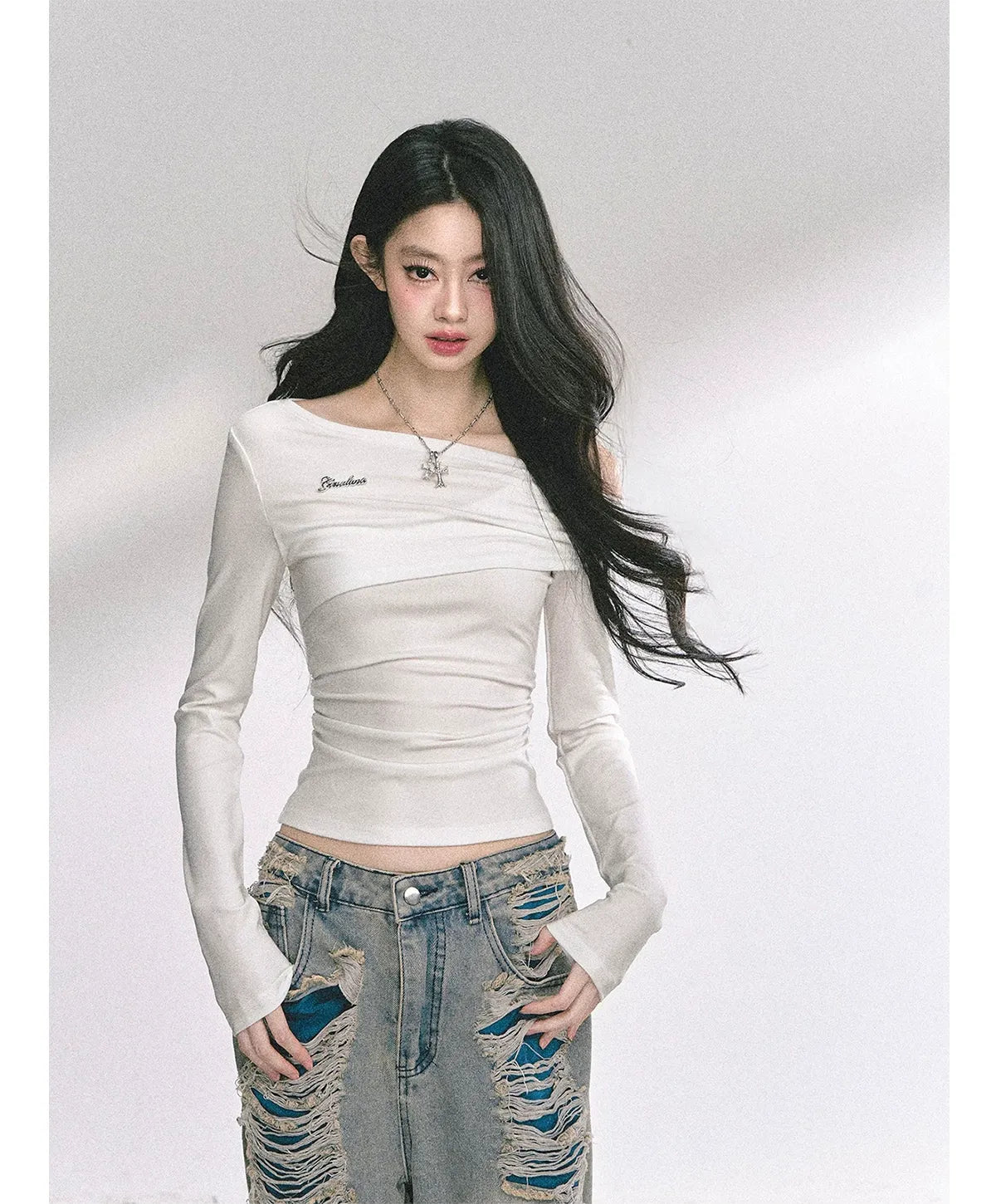 Lace Cutout Shoulder Tee