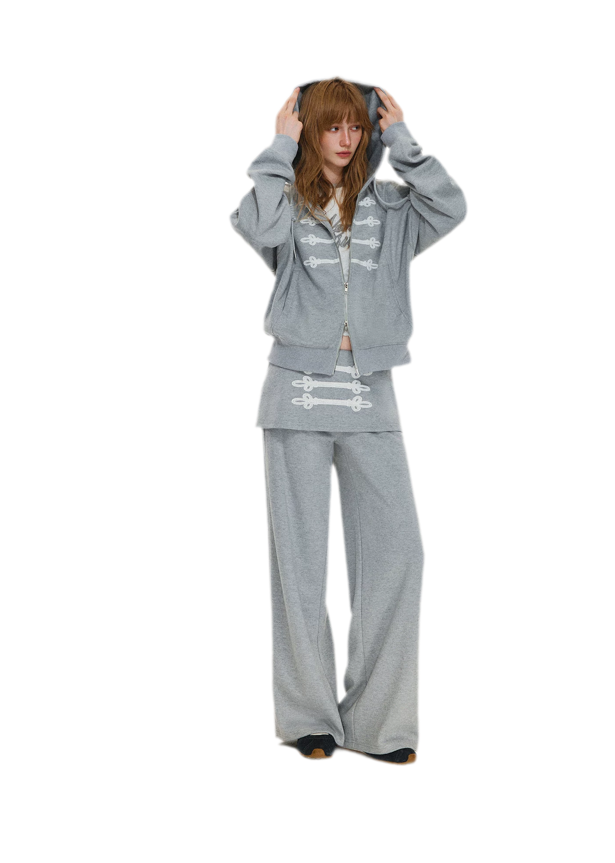 Texturierte Hoodie-Jacke mit Puff-Print