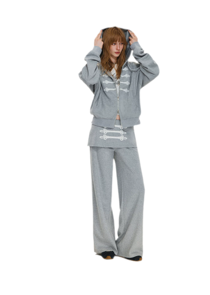 Texturierte Hoodie-Jacke mit Puff-Print