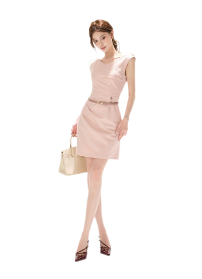 V-Neck Fishtail Mini Dress