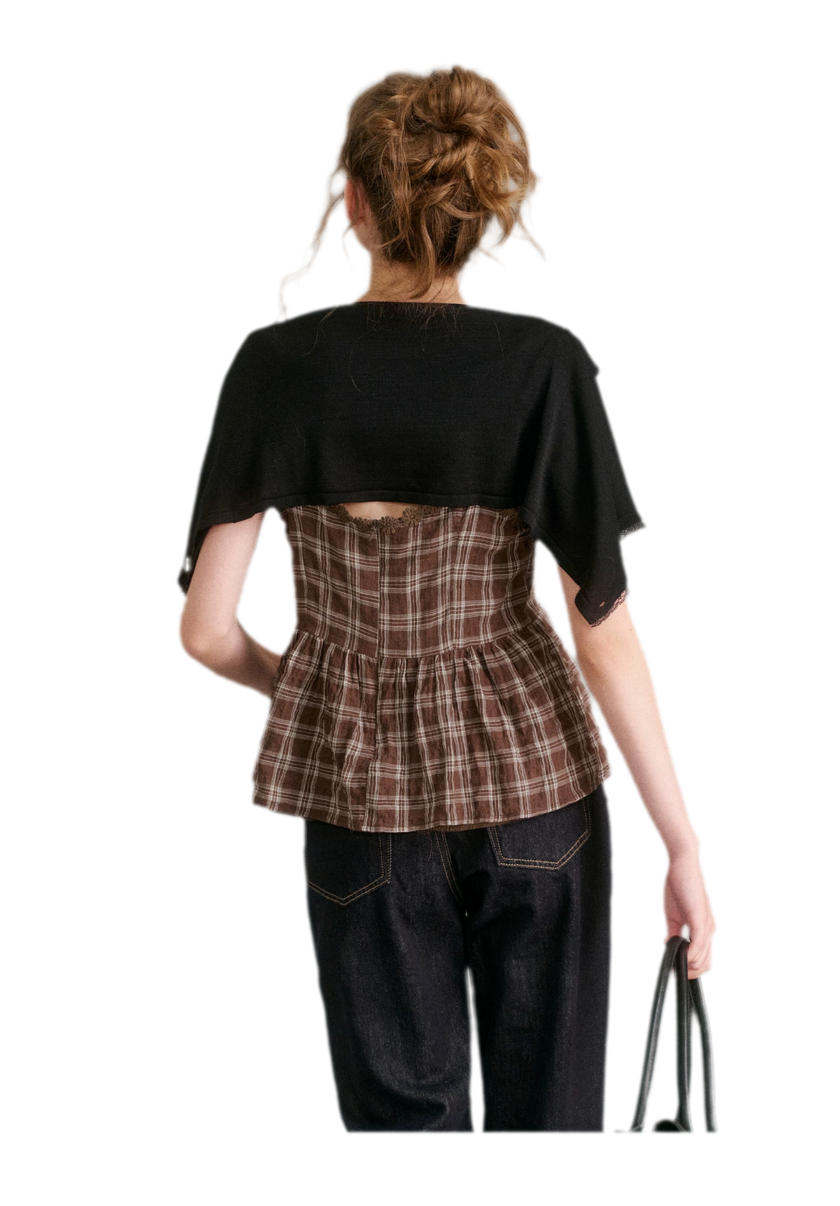 Textured Plaid Lace Top