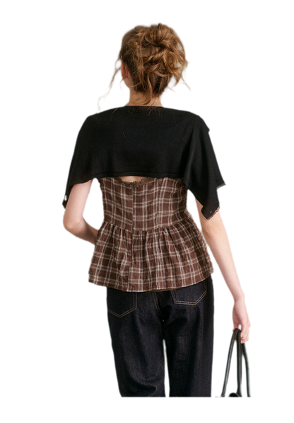 Textured Plaid Lace Top