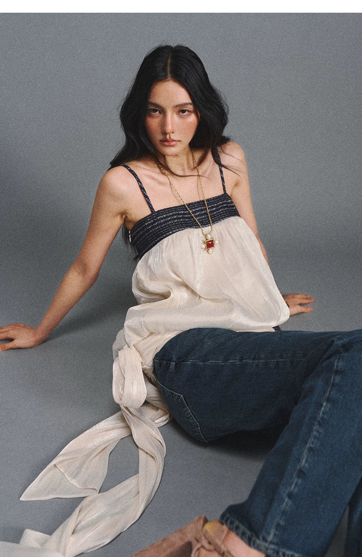 Island Silk Tweed Peplum Camisole