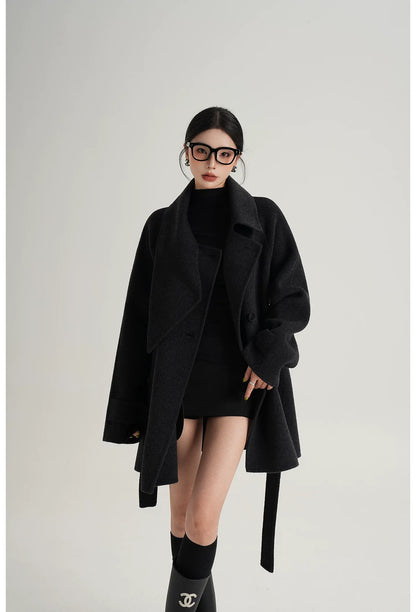 Hand-Stitched Belted Wool Coat