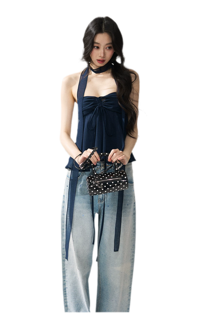 Halter Ruched Bustier Top