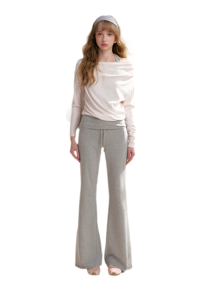 Tencel Cotton Drawstring Flared Pants