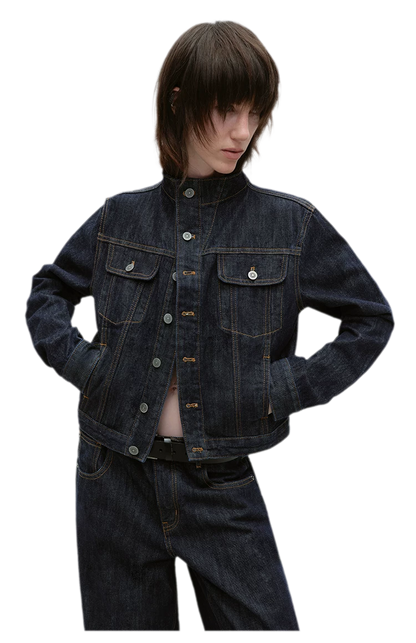 Redline Cropped Raw Denim Jacket