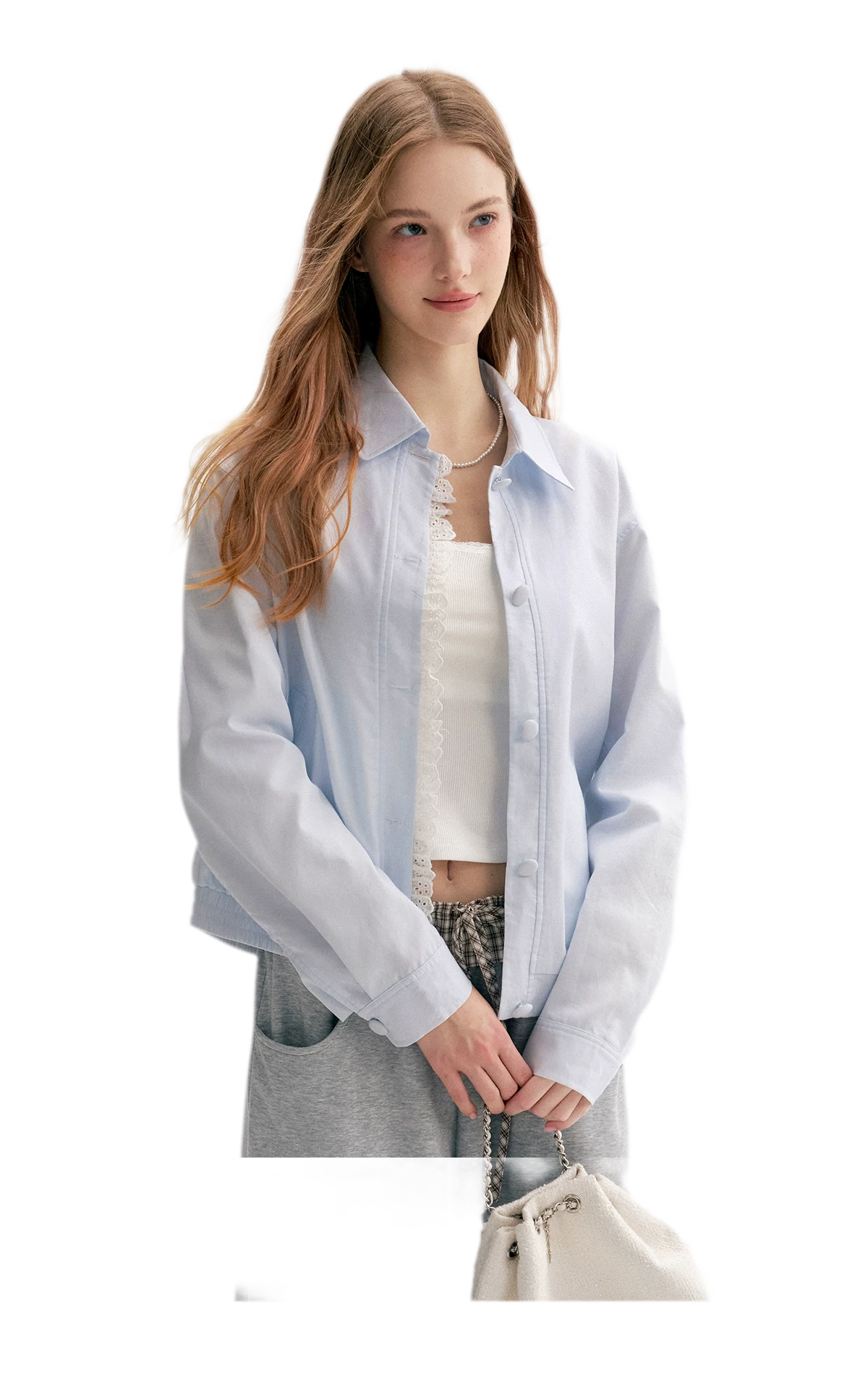 Ramie Cotton Lace-Trimmed Jacket