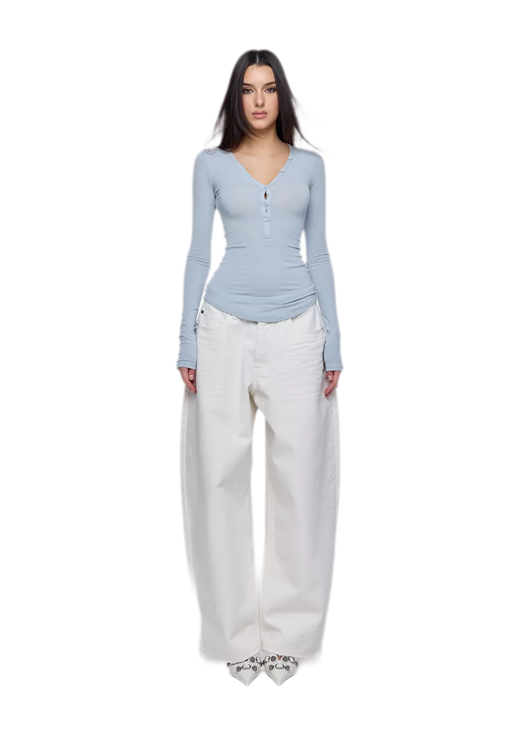Slim V-Neck Knit Top