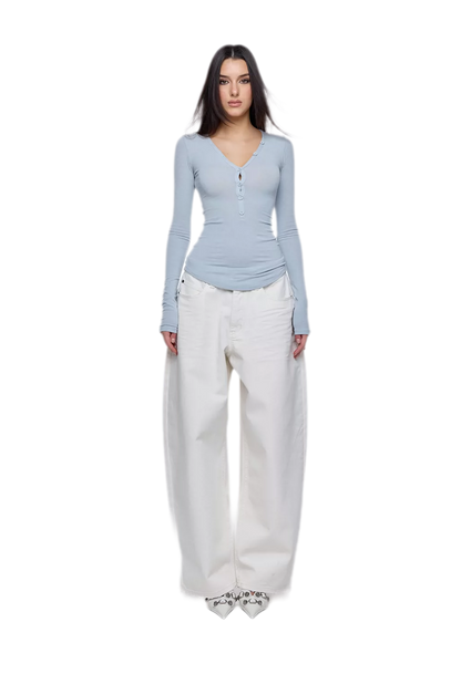 Slim V-Neck Knit Top