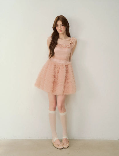 Lace Ruffle Tulle Dress