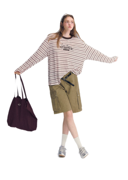 Stripe Rhinestone Long Sleeve