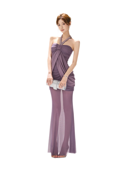 Mist Purple Mesh Fishtail Skirt