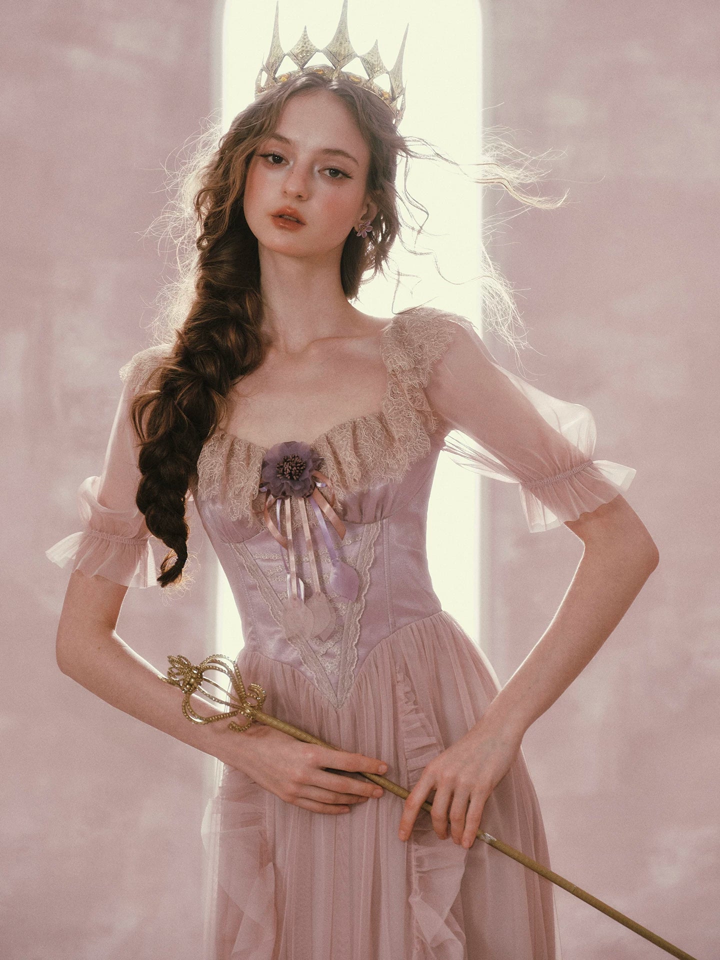 Violet Heliotrope Victorian Mesh Dress