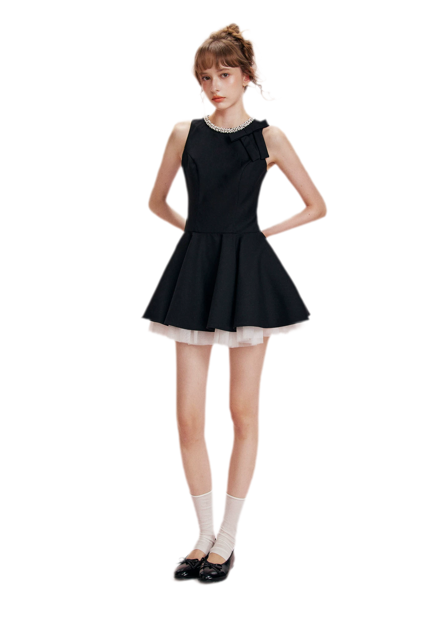 Beaded Bow A-Line Dress