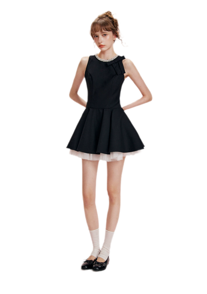 Beaded Bow A-Line Dress