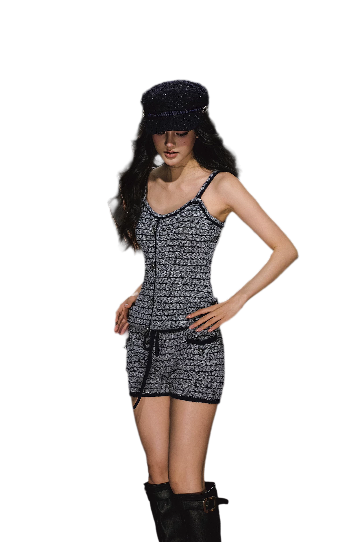 Gestreiftes Woll-Jumpsuit-Set
