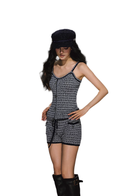 Gestreiftes Woll-Jumpsuit-Set