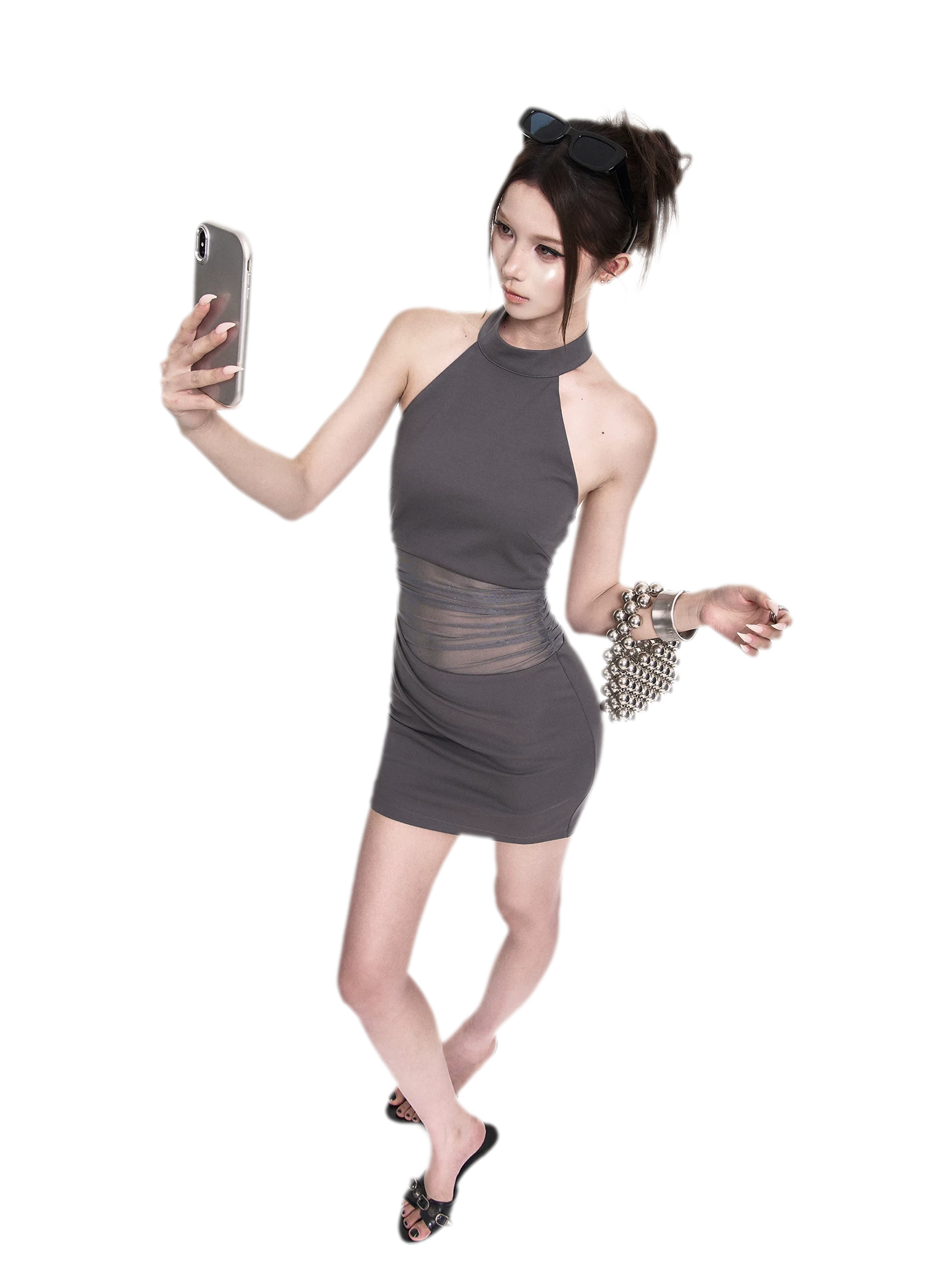 Halter Mesh Bodycon Dress
