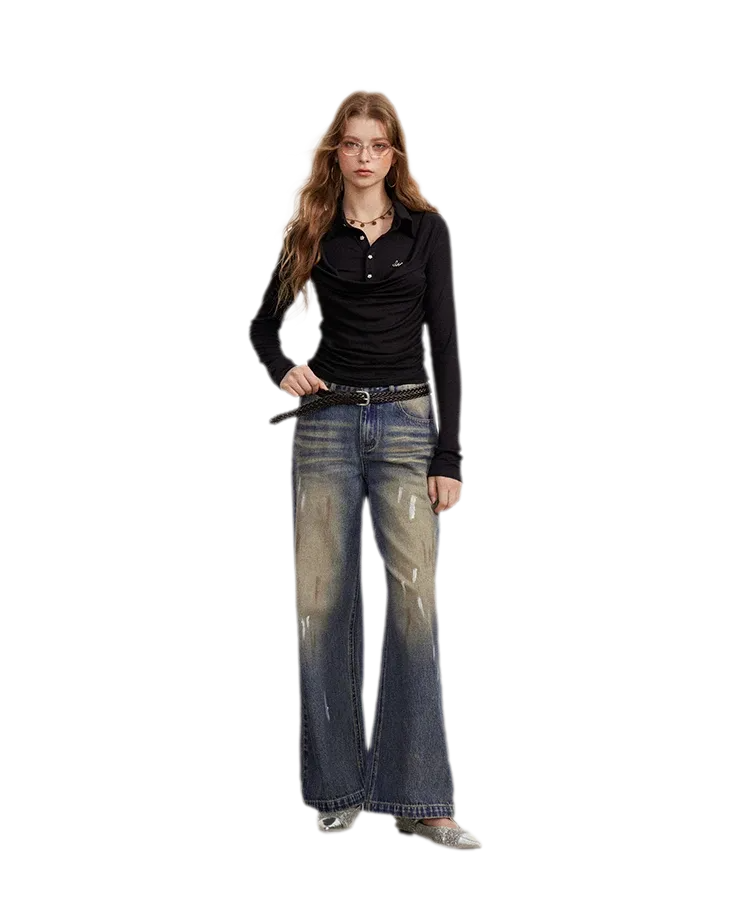 Ruched Layered Polo Top