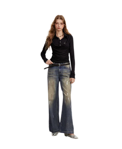 Ruched Layered Polo Top