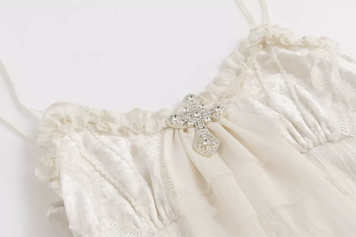 Lace Ruffle A-Line Dress