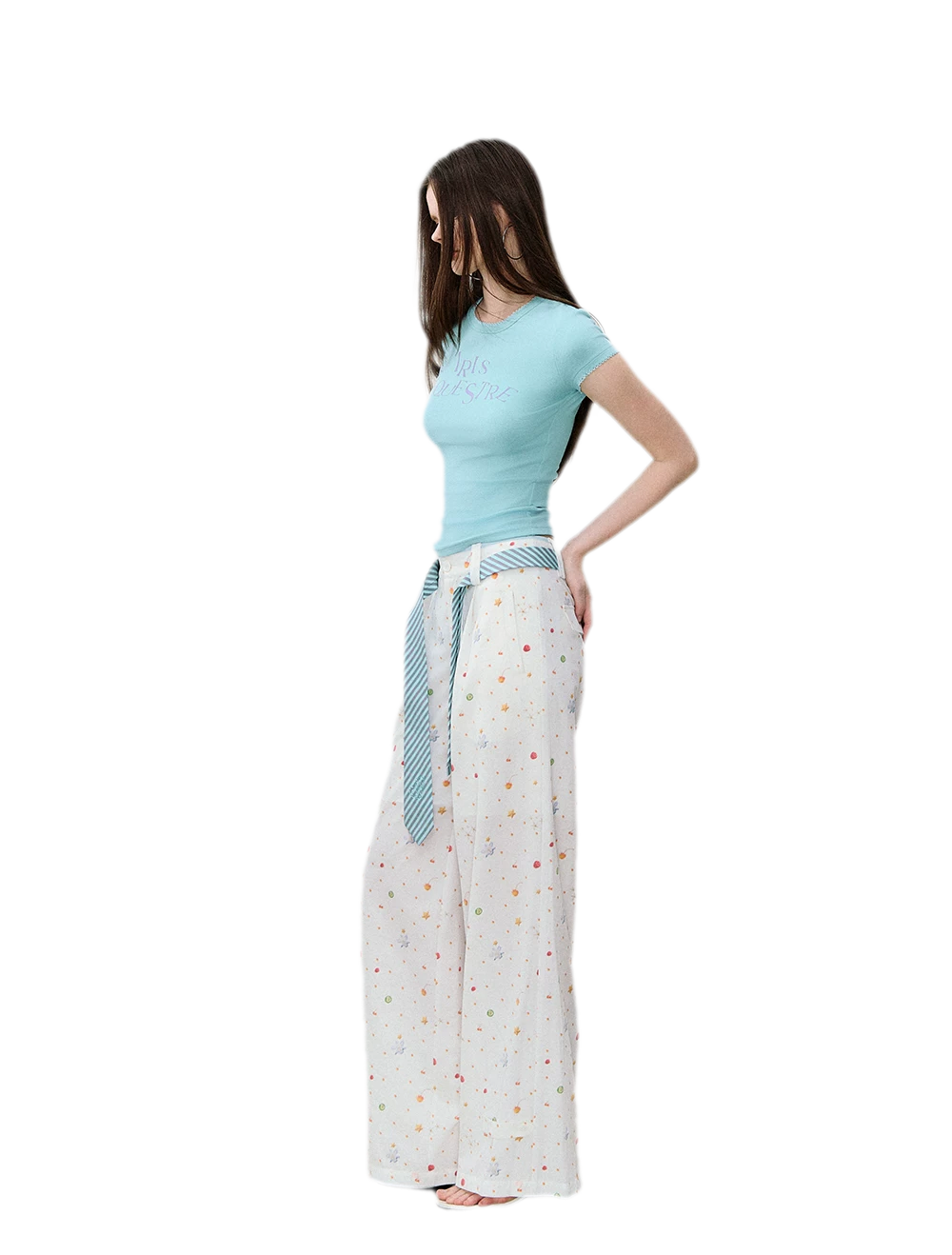 Printed Wide-Leg Pants