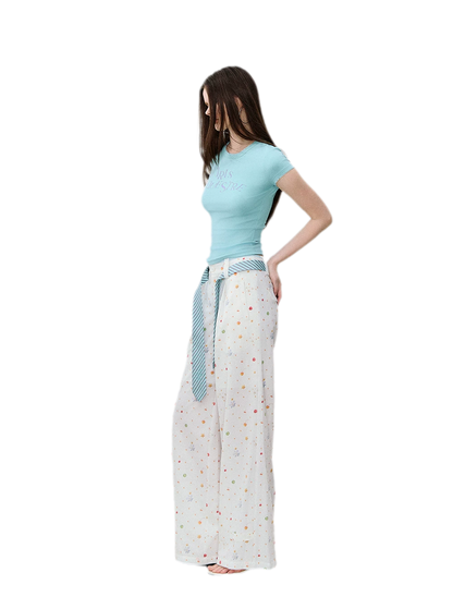 Printed Wide-Leg Pants