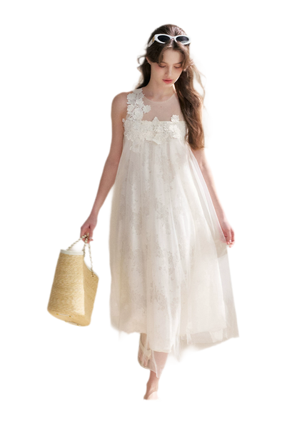Sleeveless Mesh Lace Dress
