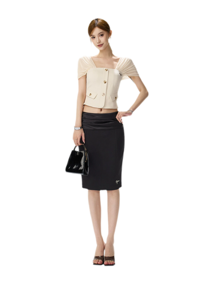Square Neck Mesh Sleeve Top