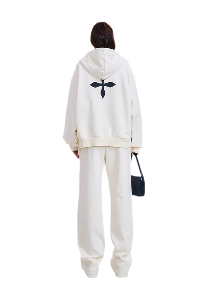 Cross Statue Oversized Zip-Up Hoodie