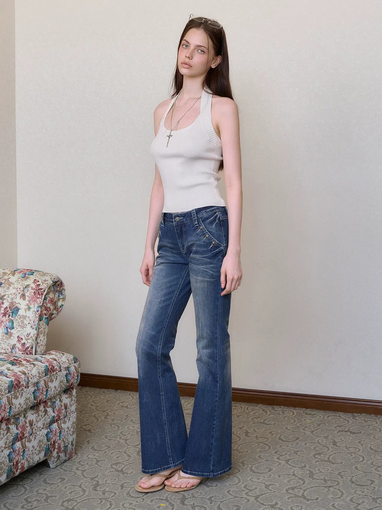 Vintage Low-Rise Flare Jeans