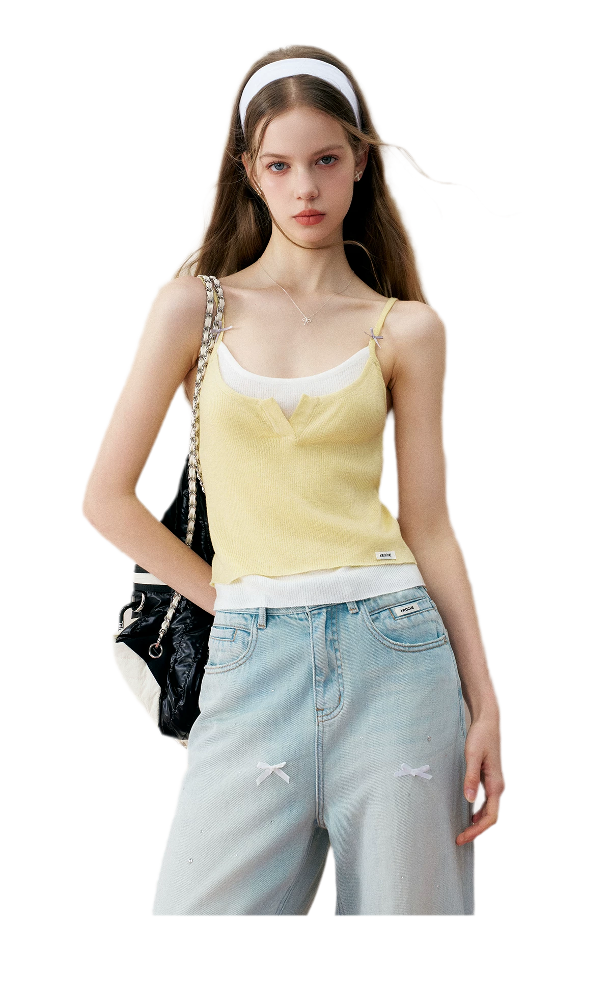 Cream Bow Knit Tank