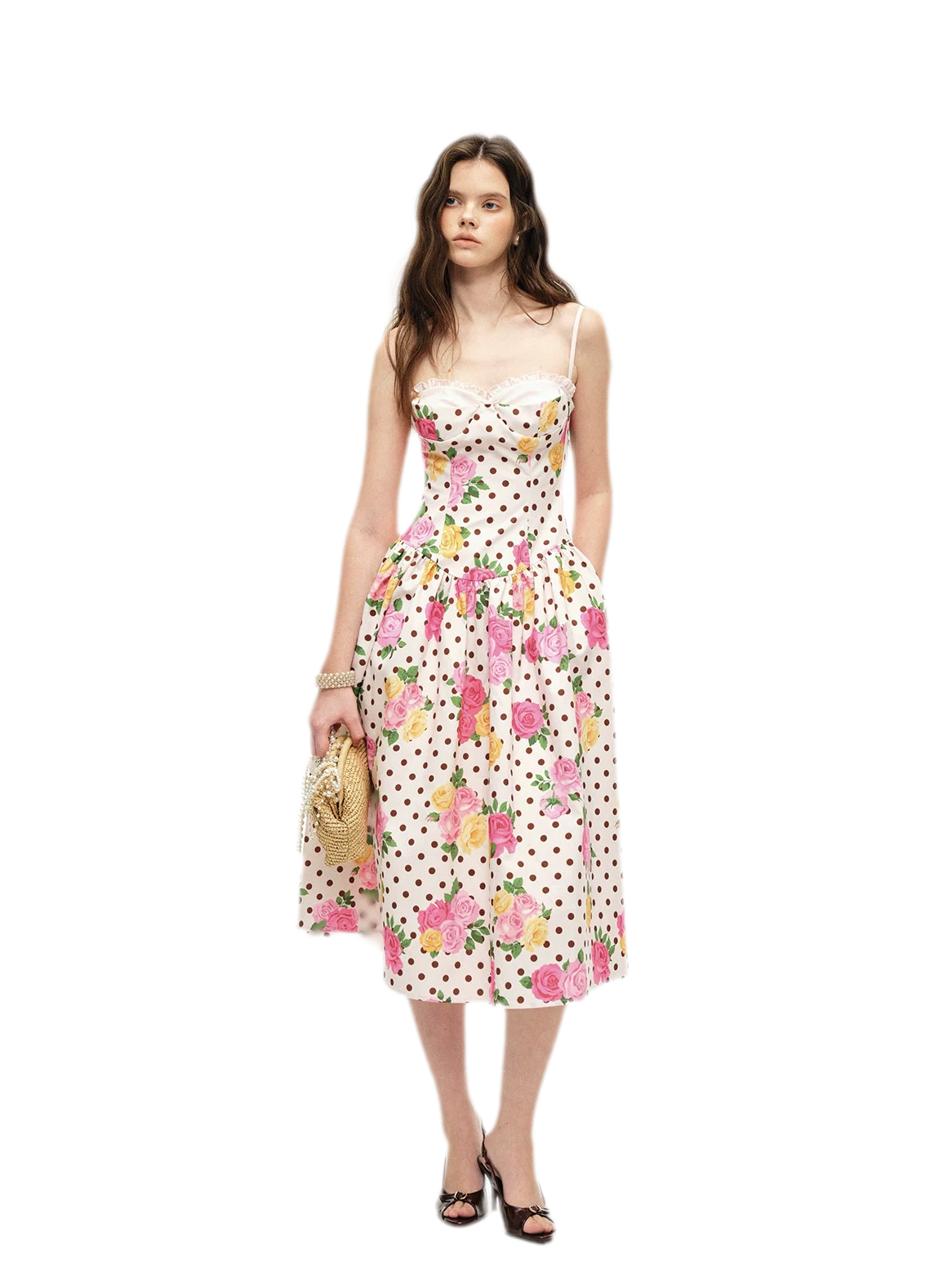 Lyocell Polka Dot Midi Dress