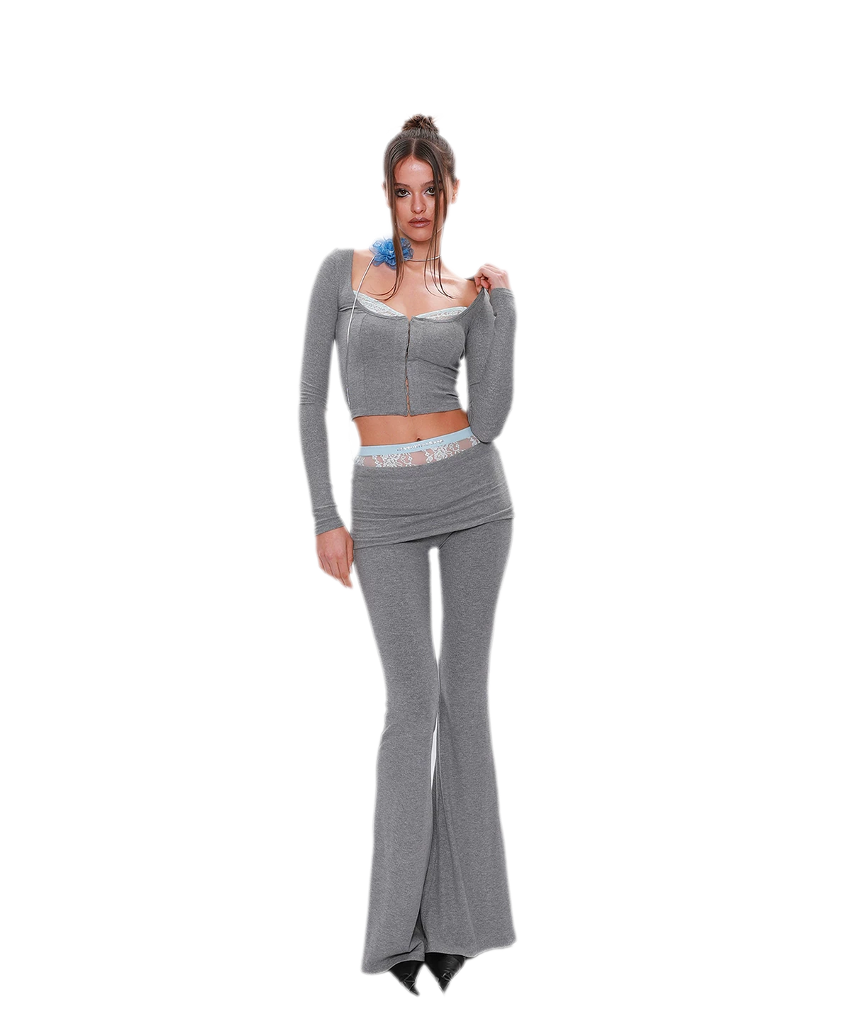 Lace Cutout Knit Set