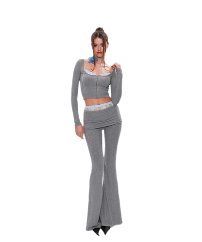 Lace Cutout Knit Set