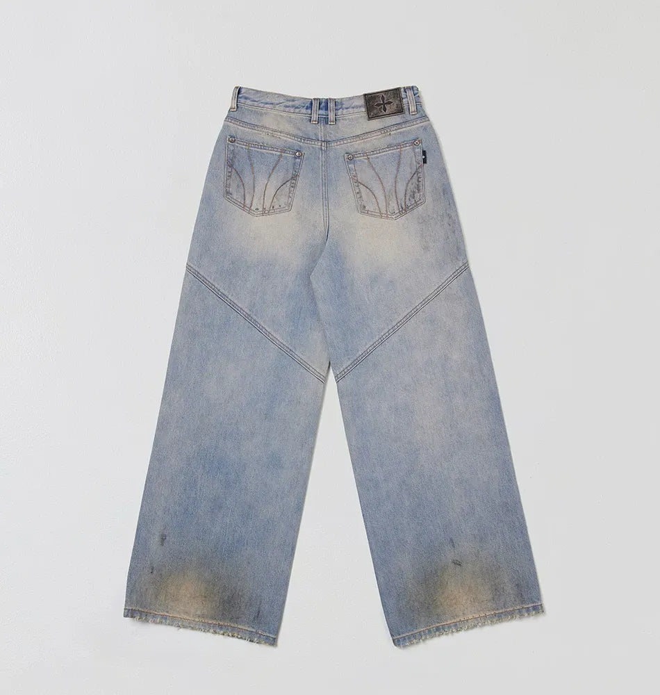 Cross Statue Desert Wide-Leg Jeans
