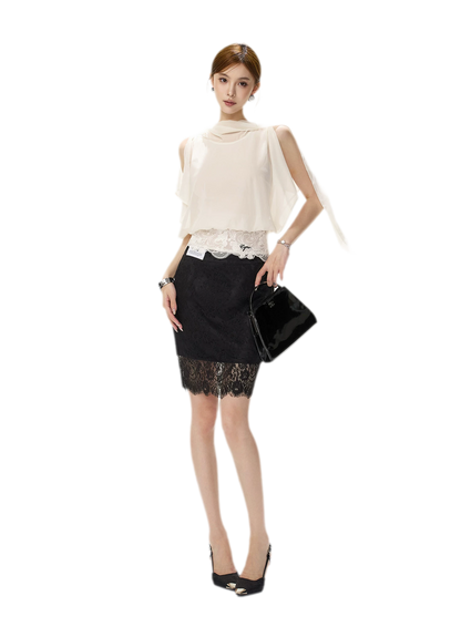 Off-Shoulder Chiffon Blouse