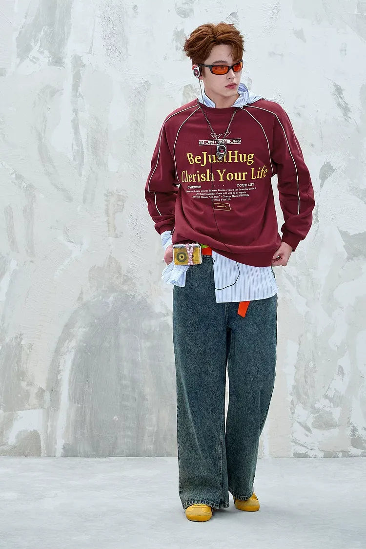 起毛オーバーサイズグラフィックスウェットシャツ