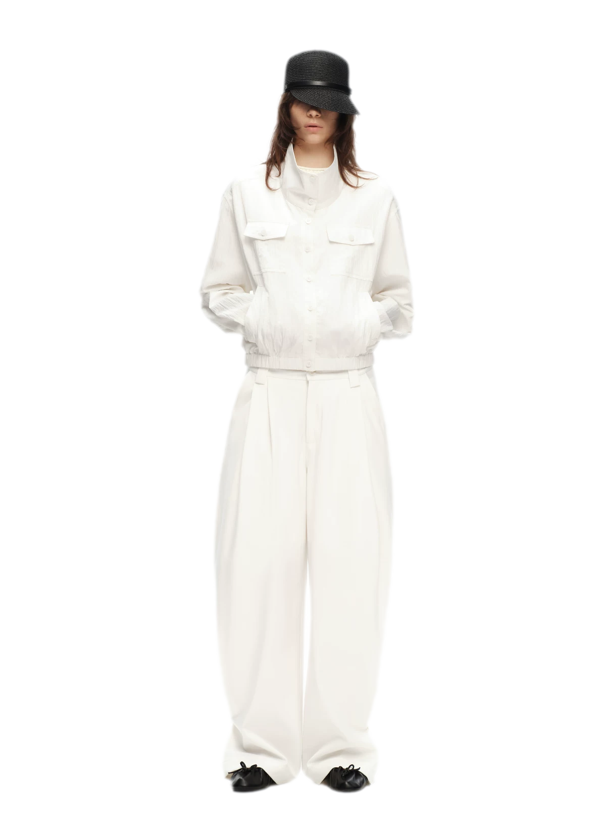 Lightweight High-Collar Cropped Jacket