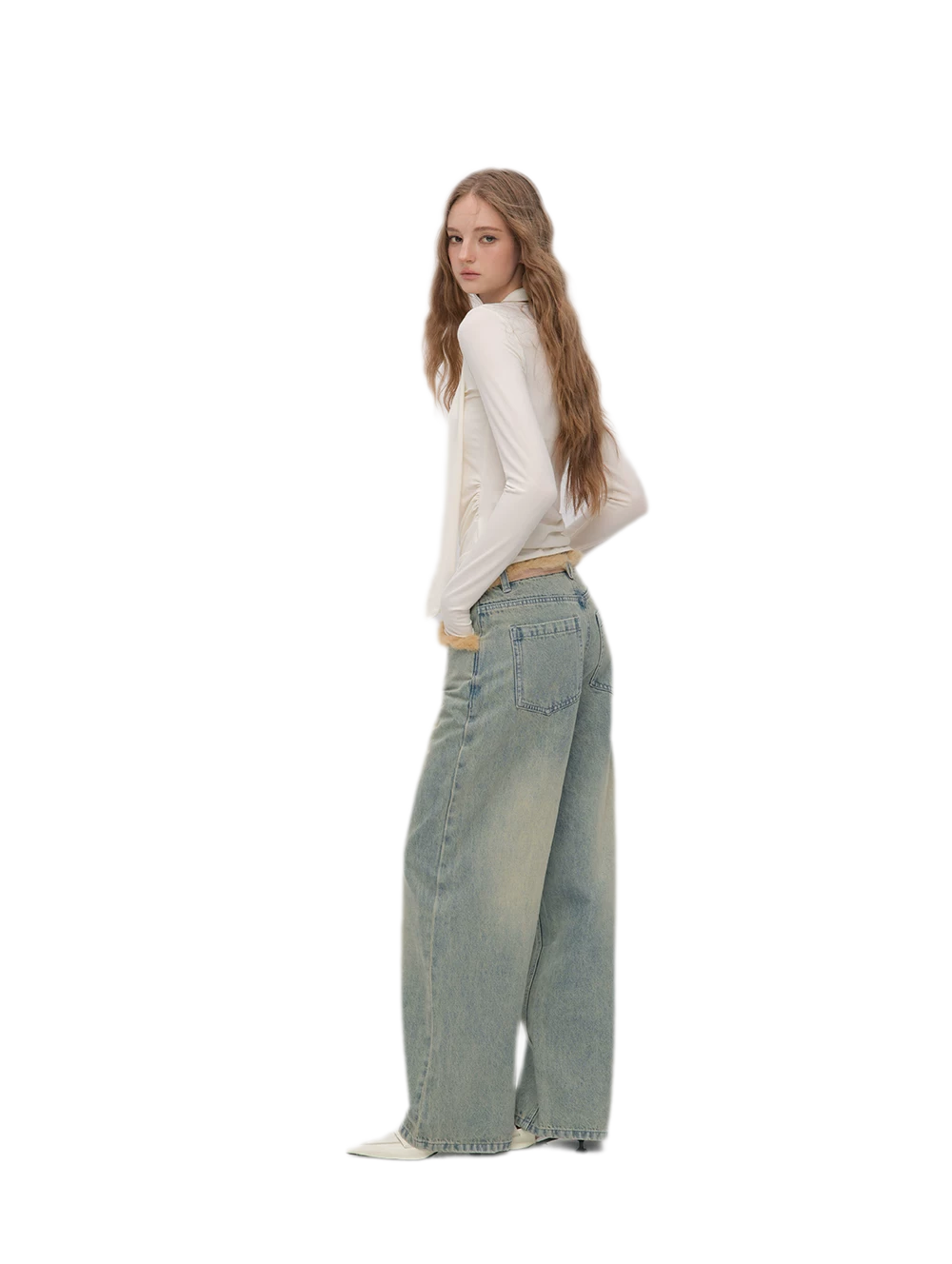 Vintage Washed Wide-Leg Jeans