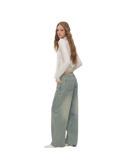 Vintage Washed Wide-Leg Jeans